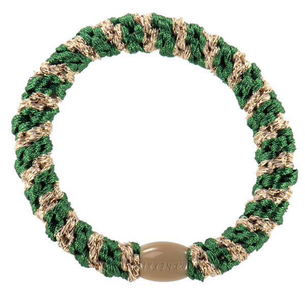 Bilde av Mix Dark green / Beige glitter stripe - Kknekki hrstrikk fra Bo
